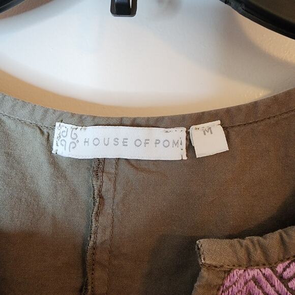 House of Pom Dress Med Dark Green & Lavender Tunic Style w/ Pockets Forest Fairy - Picture 7 of 9